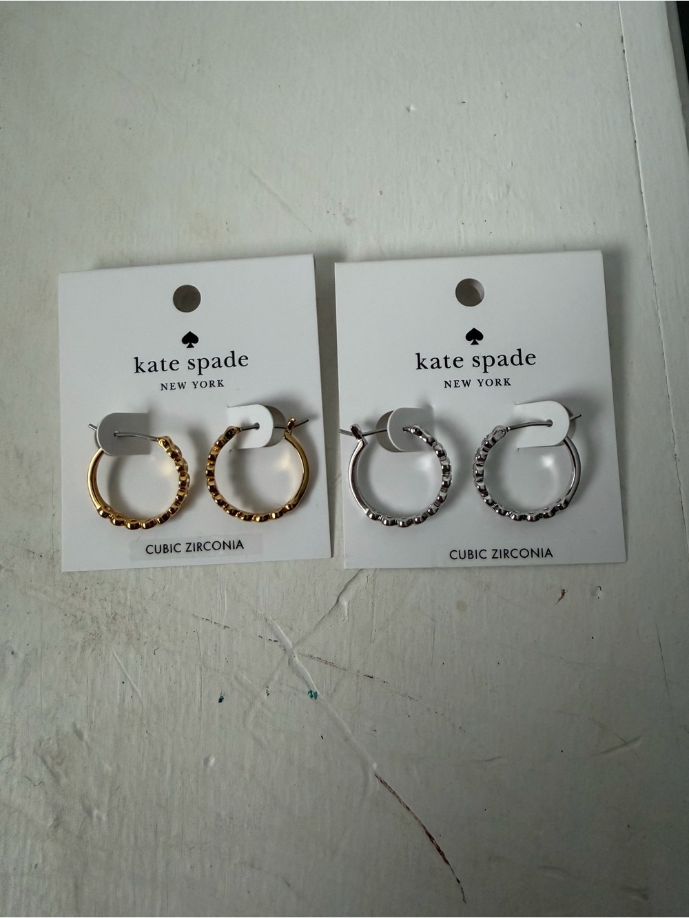 kate spade New York Cubic Zirconia Hoop Earrings - Gold & Silver NWT